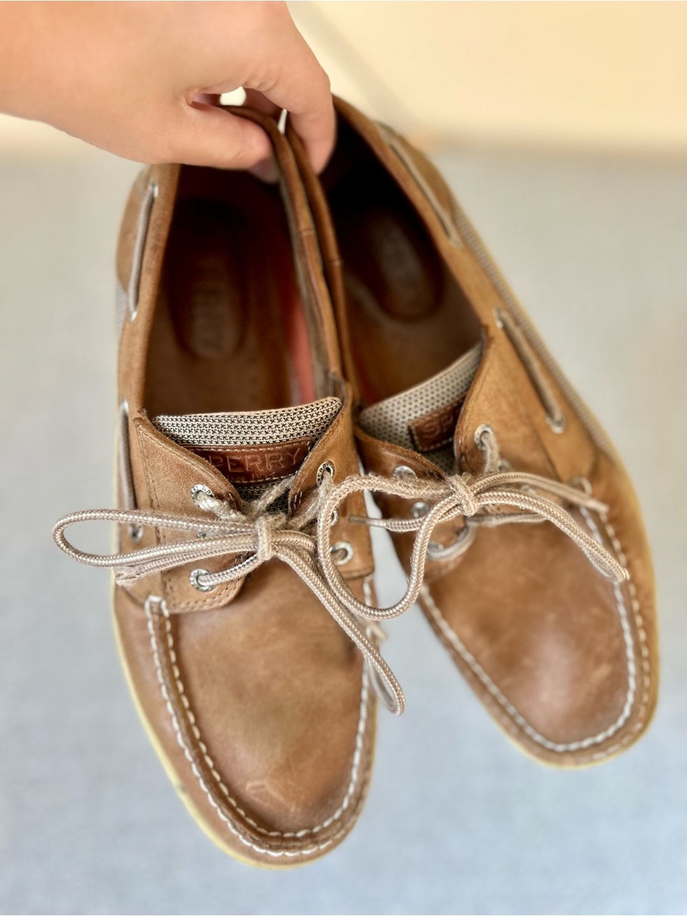 Sperry Top-Sider Original 2-Eye Boat Shoes Tan Brown Leather Men's Size 10